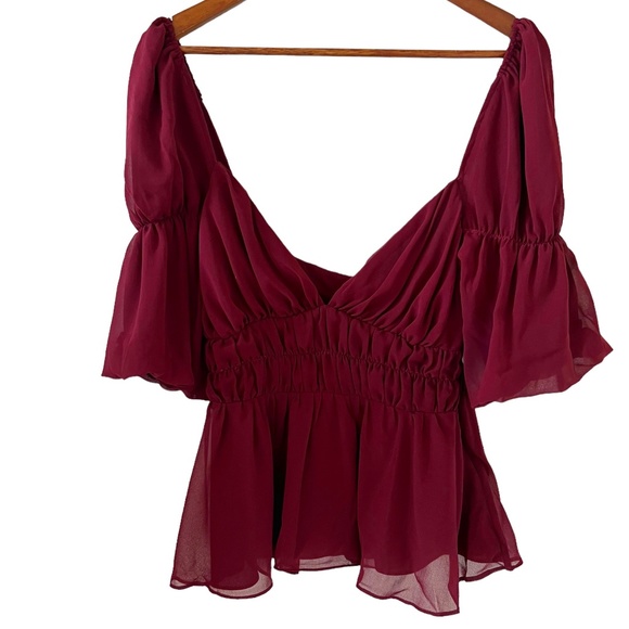 Fame and Partners NEW Smocked Peplum Blouse & Wide Leg Culotte Pants Size 2 - Picture 2 of 14